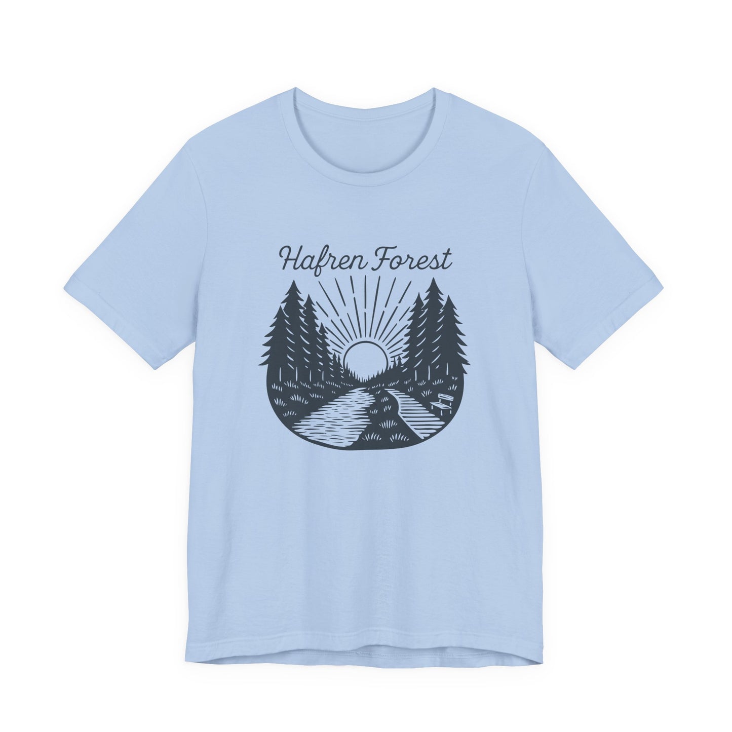 Hafren Forest T-Shirt (Unisex) — Vintage Forest Sunrise Double Sided Tee