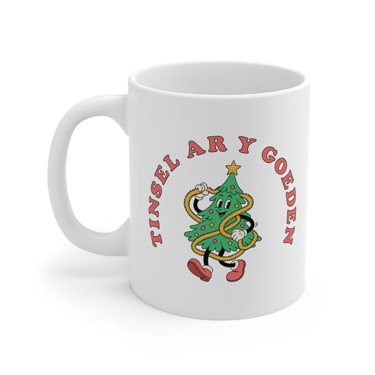 "Tinsel Ar Y Goeden" Welsh Christmas Mug