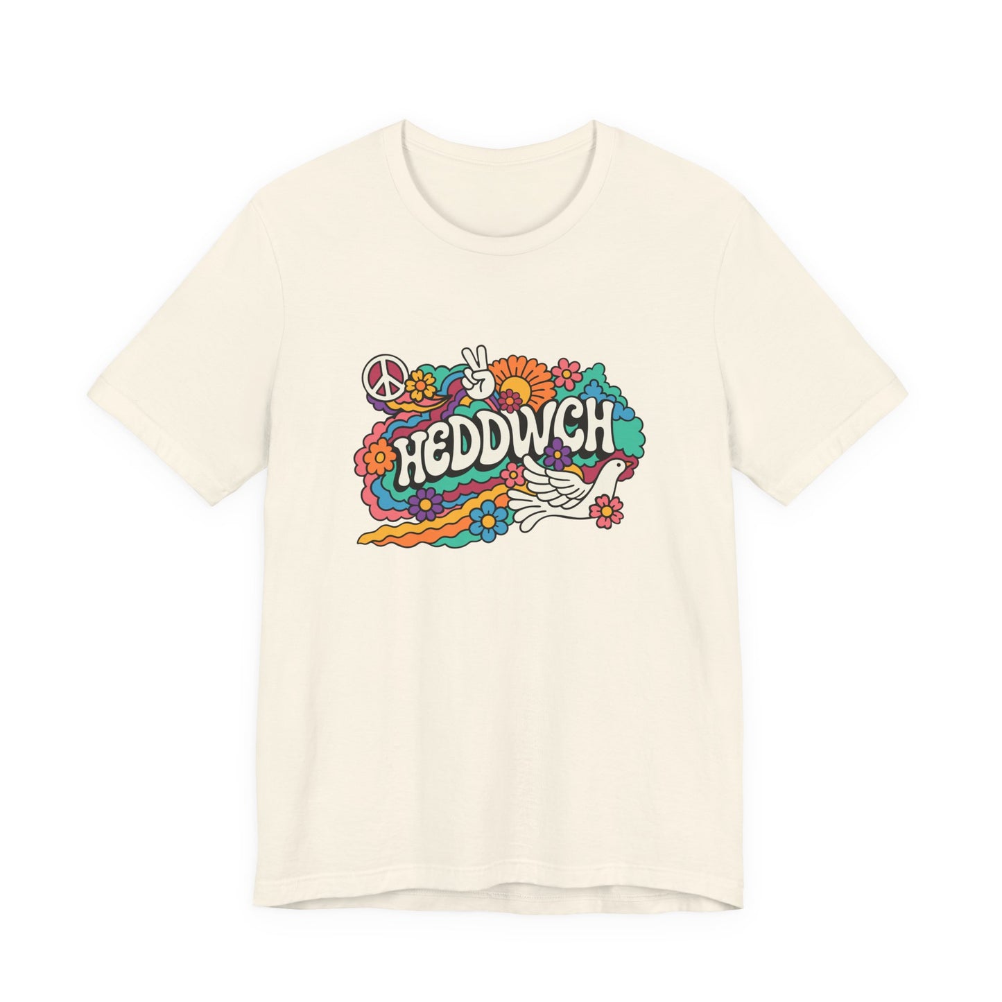 "Heddwch" Peace Sign Retro Floral T-Shirt