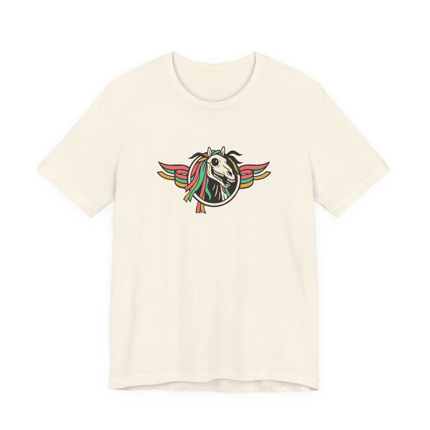 Mari Lwyd Unisex T-Shirt - Winged Horse Skull Graphic Tee