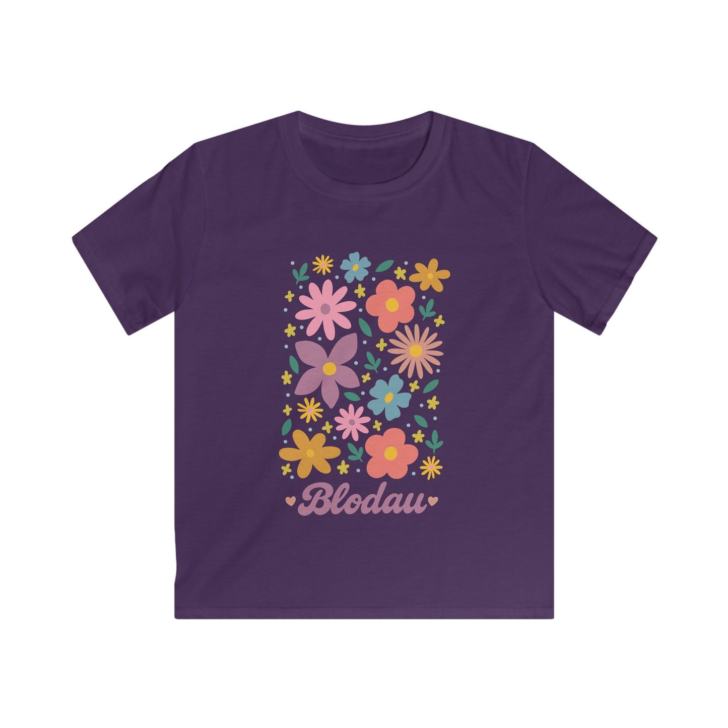 Kids "Blodau" T-Shirt - Colourful Retro Flower Graphic