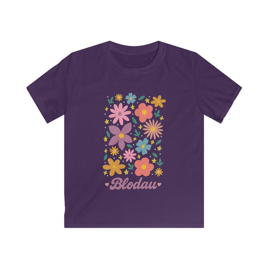 Kids "Blodau" T-Shirt - Colourful Retro Flower Graphic
