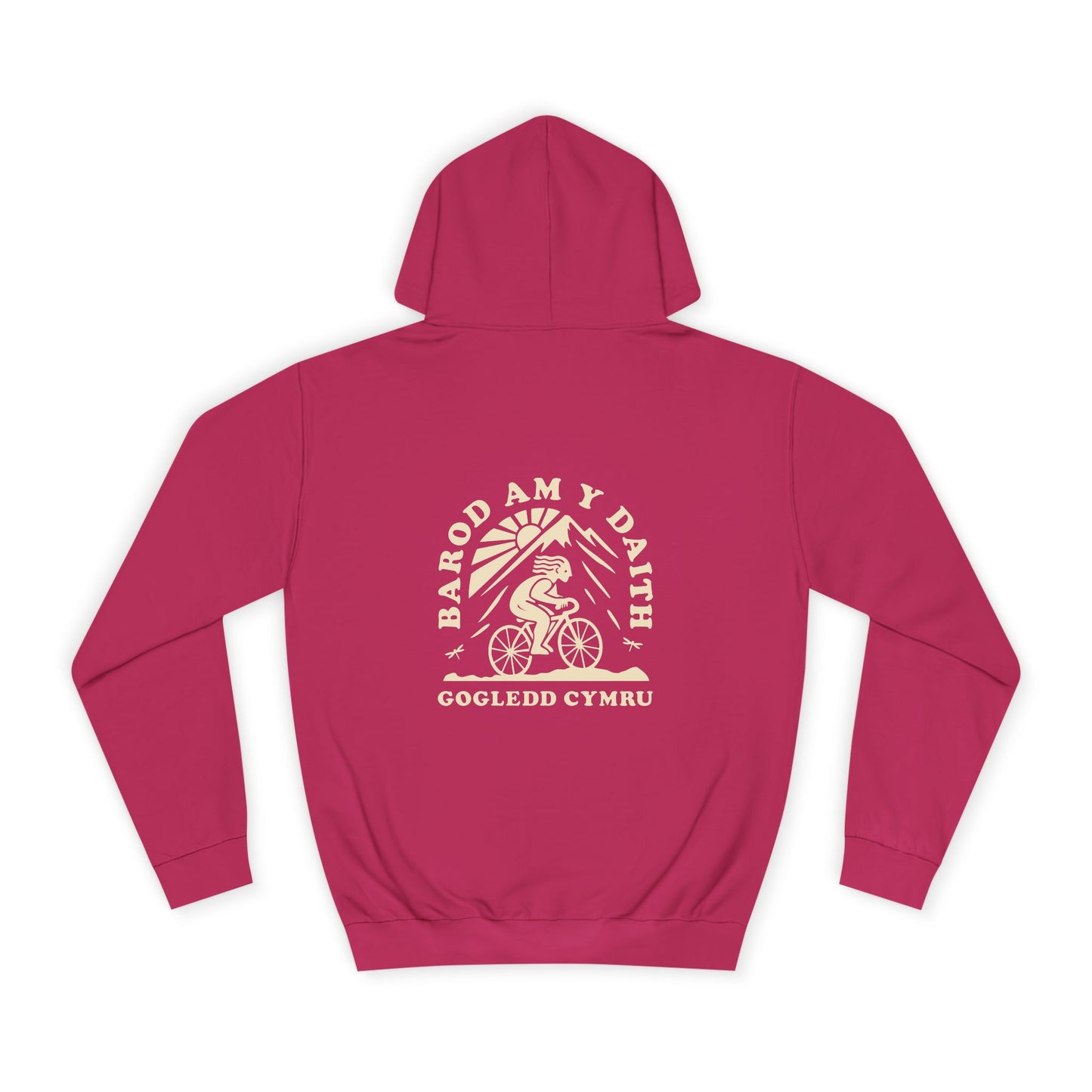 North Wales Cycling Unisex Hoodie -  'Barod Am y Daith' (Double Sided)