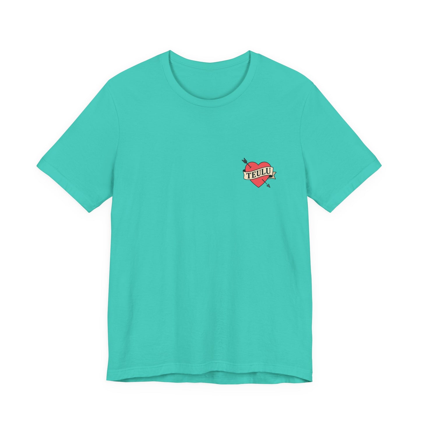 Heart Tattoo Tee (Unisex) — Minimalist Welsh Language Design ‘Teulu’