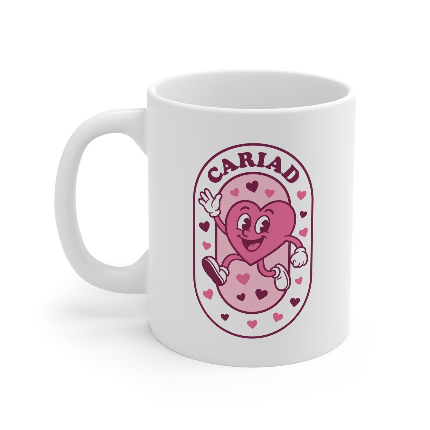 Retro Cariad Heart Mug