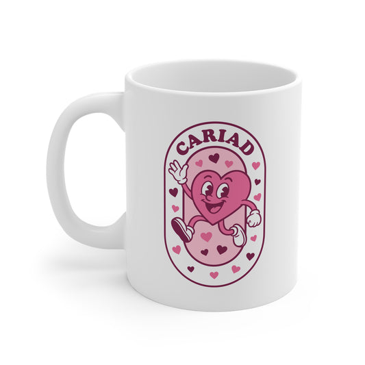 Retro Cariad Heart Mug