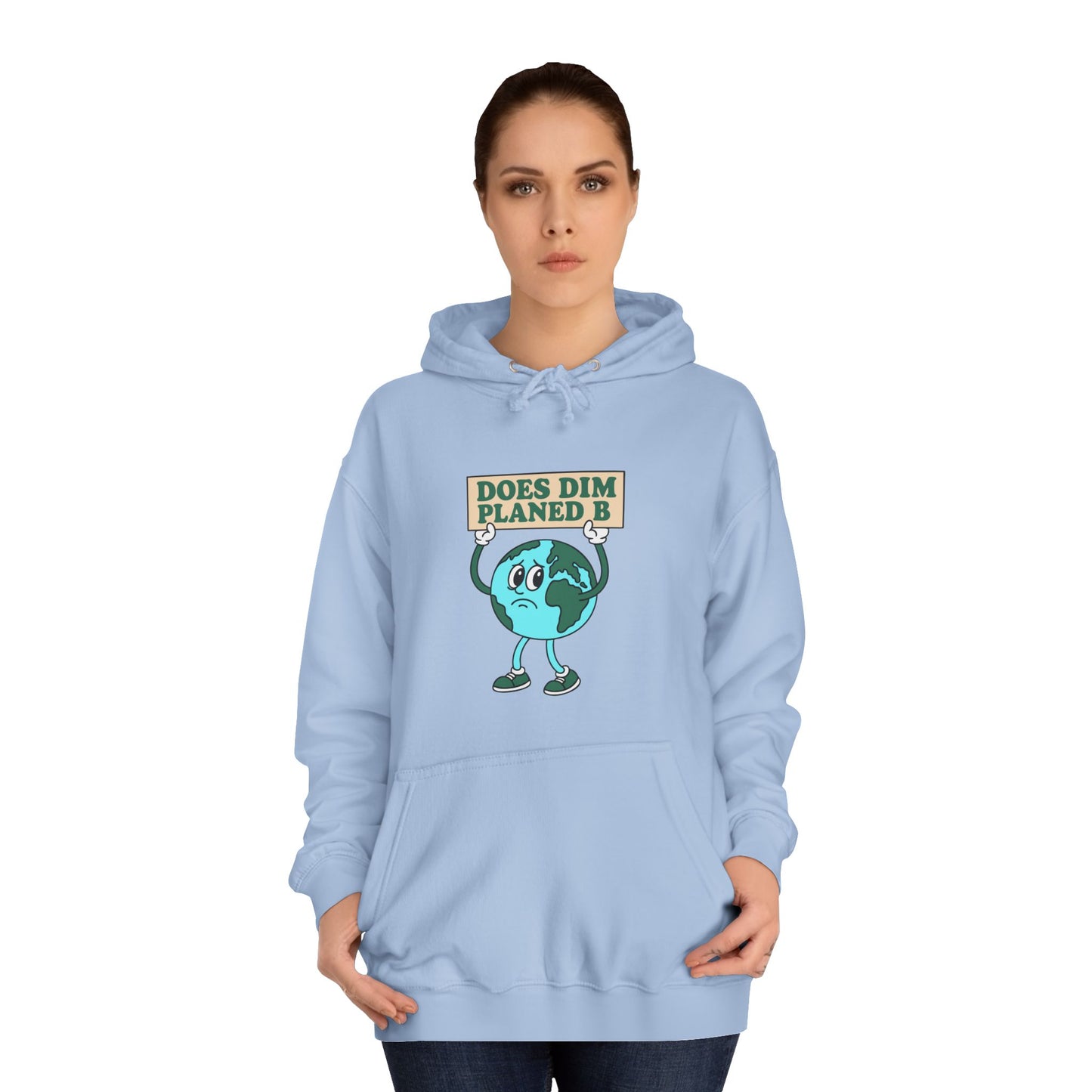 Retro Planet Earth Cartoon Hoodie — "Does Dim Planed B"