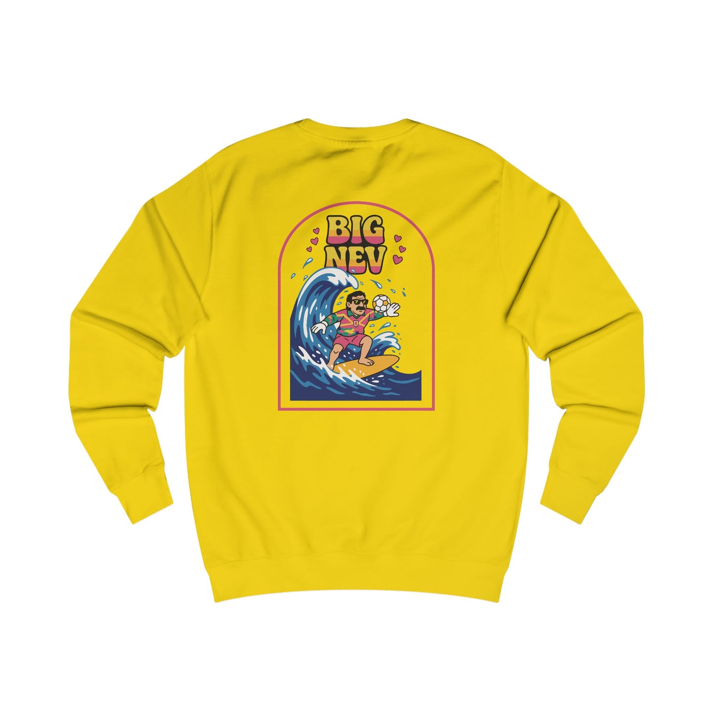'Big Nev' Surf Sweatshirt - Retro Welsh Football Unisex Jumper (Double Sided)