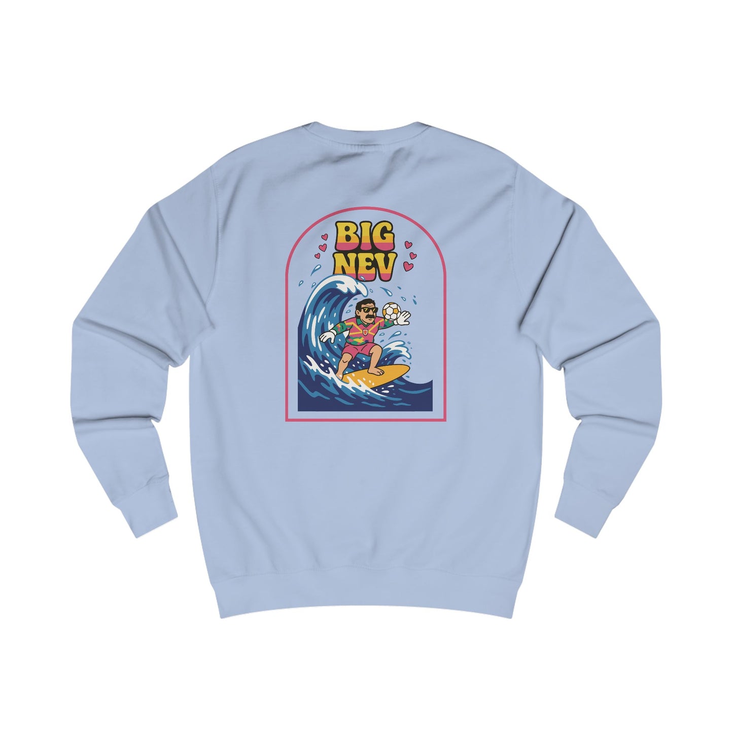 'Big Nev' Surf Sweatshirt - Retro Welsh Football Unisex Jumper (Double Sided)