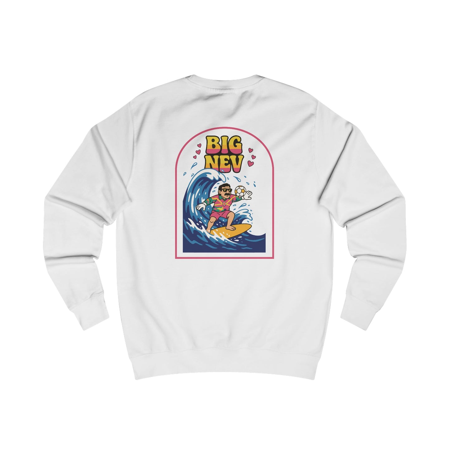 'Big Nev' Surf Sweatshirt - Retro Welsh Football Unisex Jumper (Double Sided)