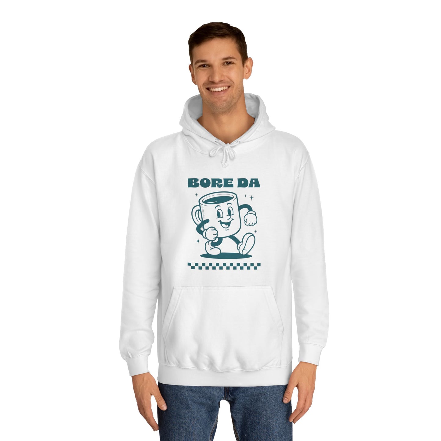 Vintage Coffee Mug Unisex Hoodie - 'Bore Da' Welsh Text