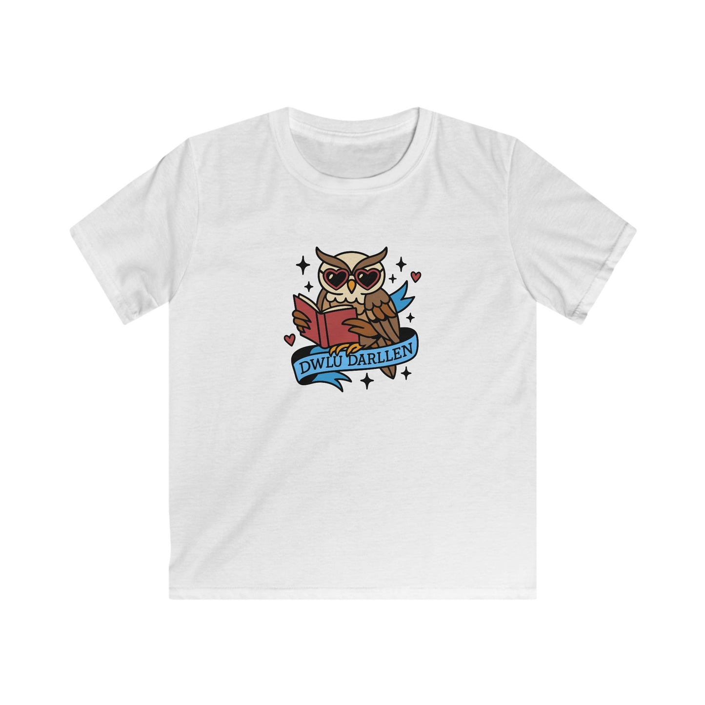 Love Reading - "Dwlu Darllen" - Retro Kids T-Shirt - Tattoo Style
