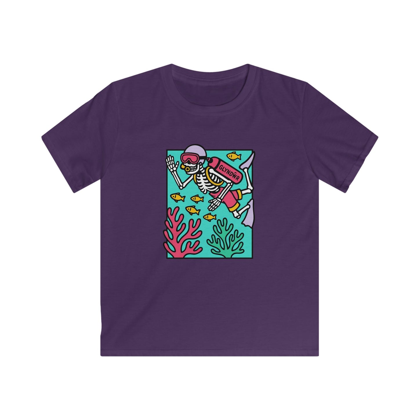 Owain Glyndŵr Skeleton Scuba Diver T-Shirt (Colourful Kids Tee)