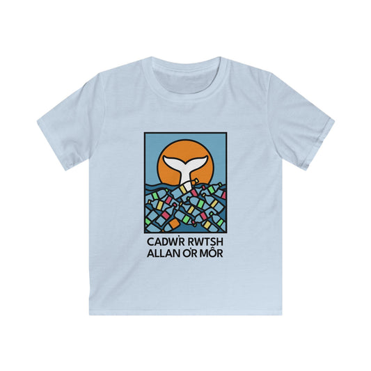 Kids Ocean Conservation Tee - "Cadwr Rwtsh Allan o'r Môr"
