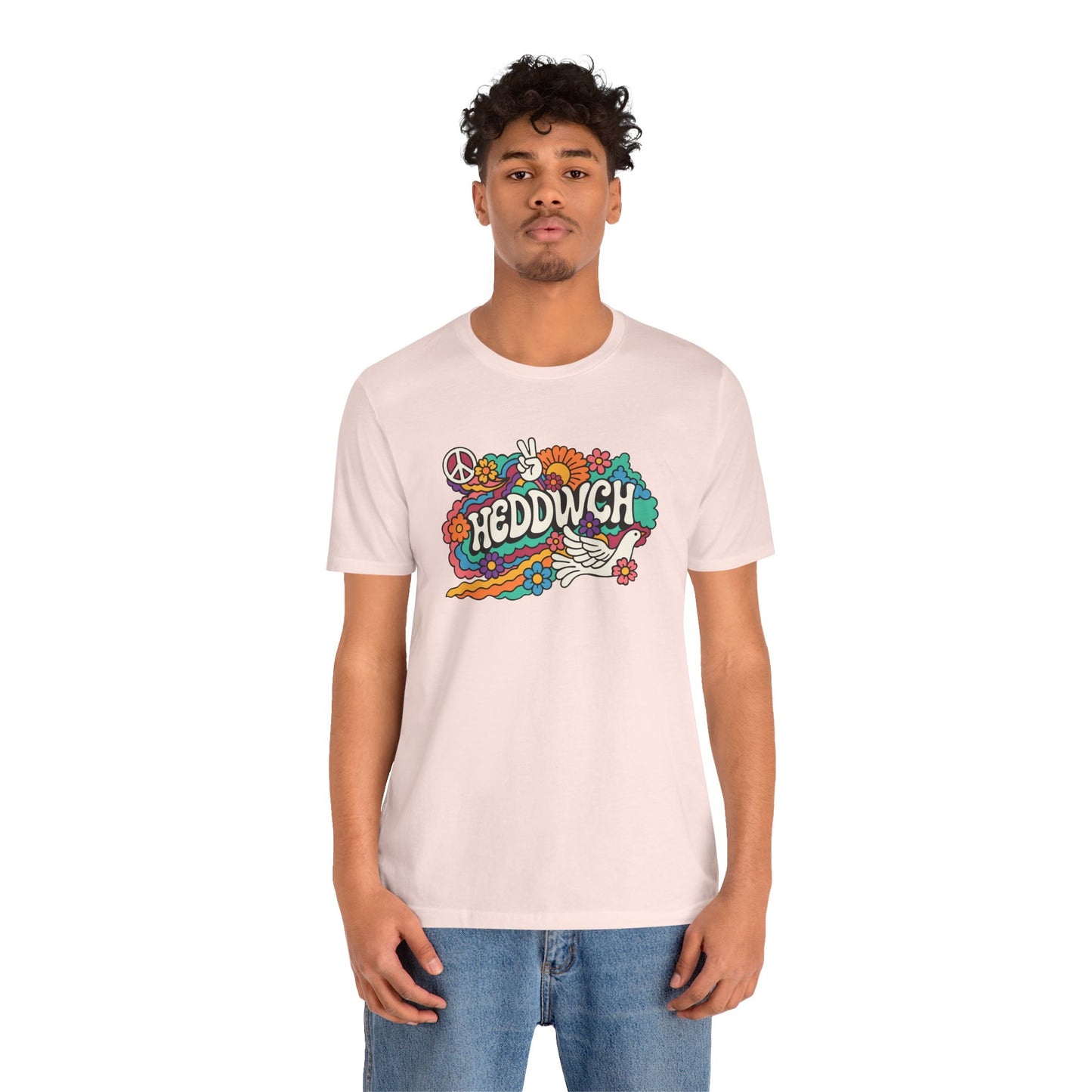 "Heddwch" Peace Sign Retro Floral T-Shirt