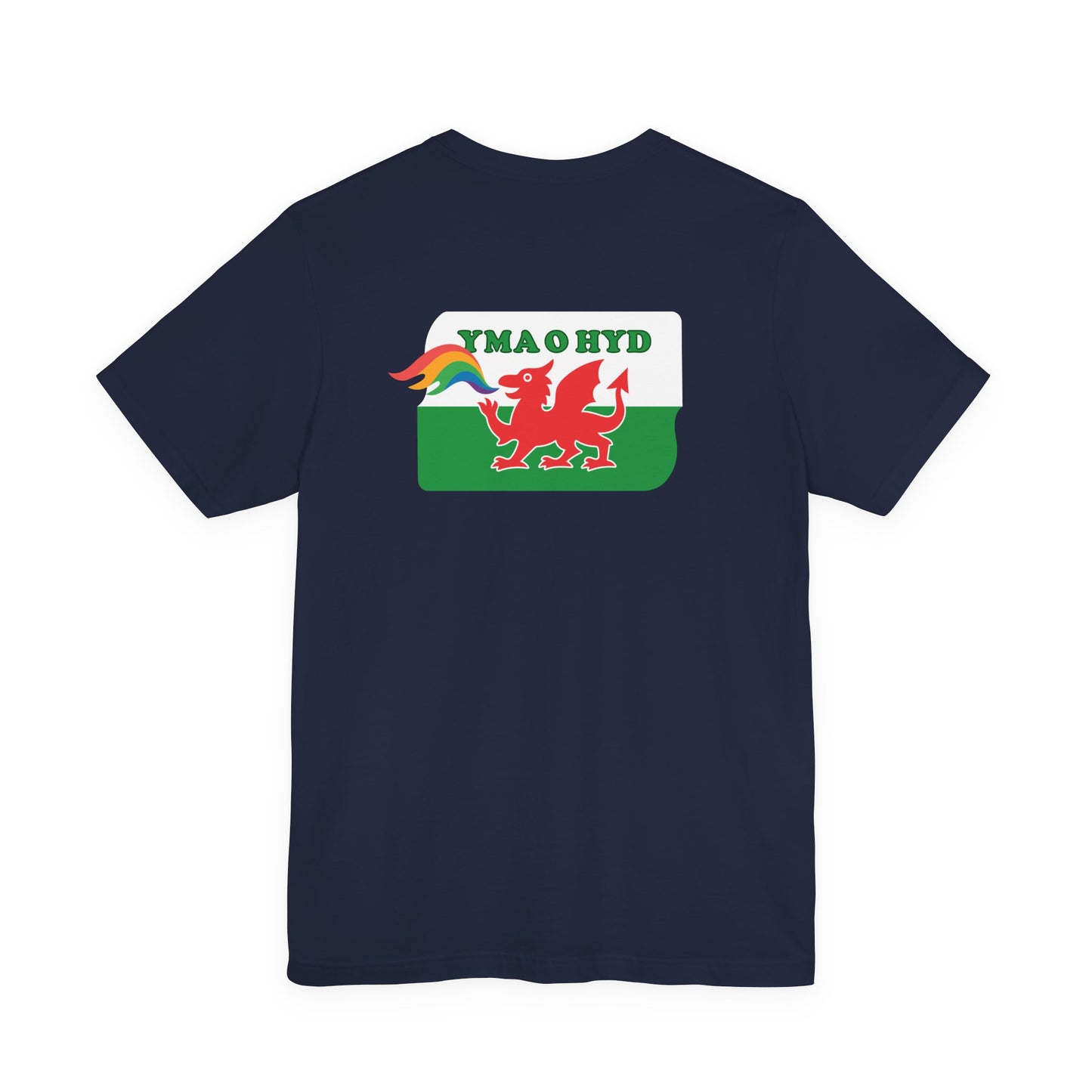 Welsh Dragon Rainbow Tee (Unisex) — Yma o Hyd Graphic T-Shirt (Double sided)