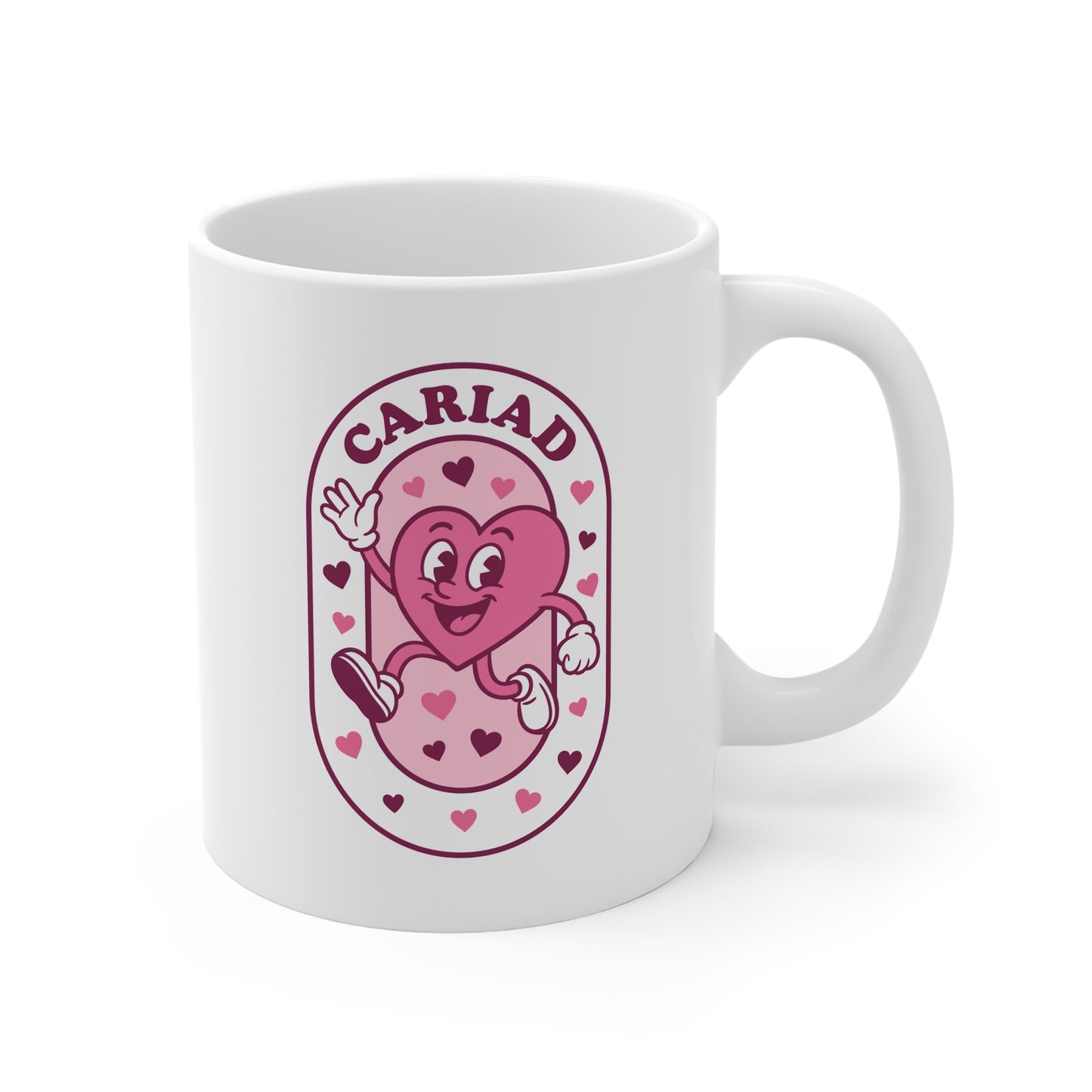 Retro Cariad Heart Mug