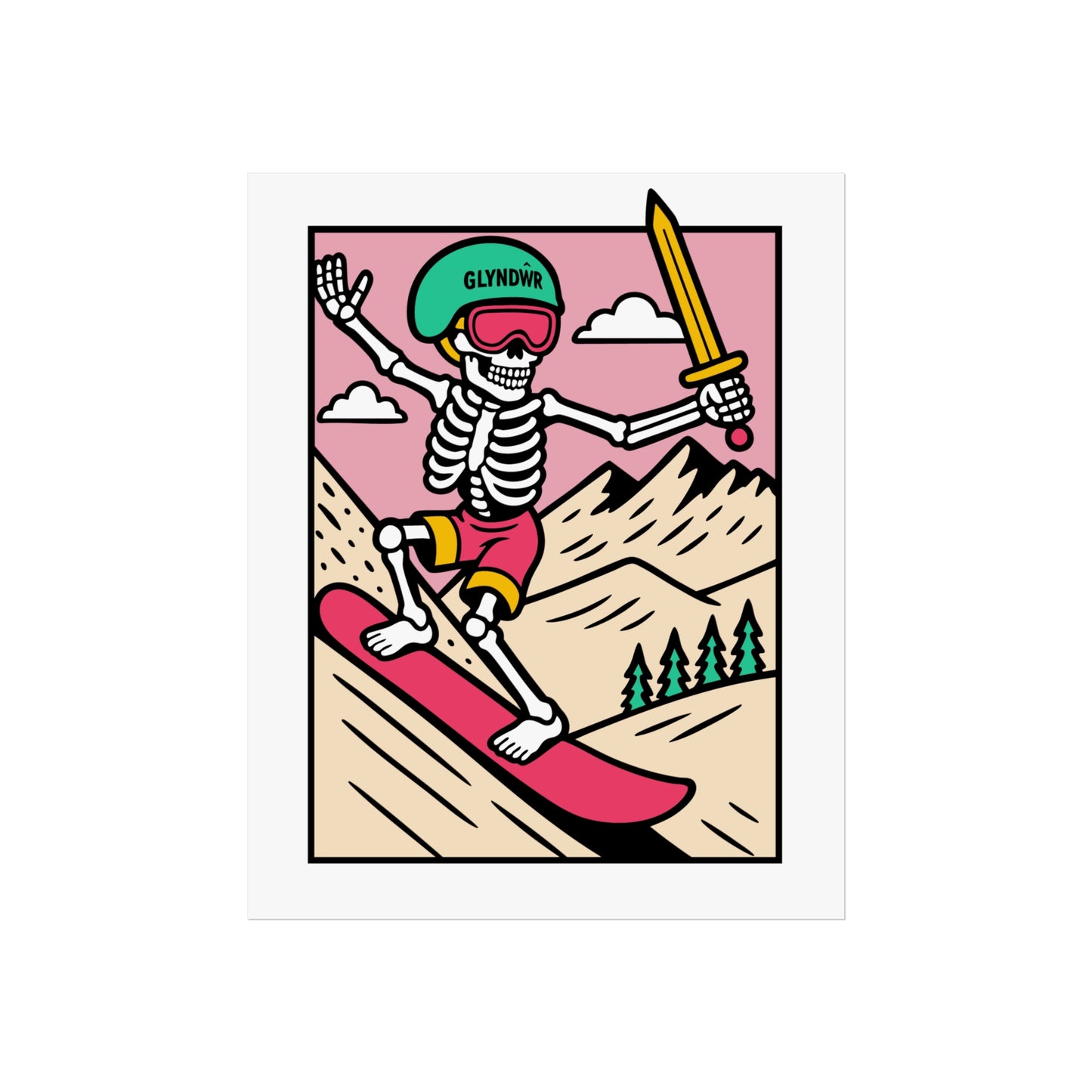 Owain Glyndŵr Snowboarder Fine Art Poster