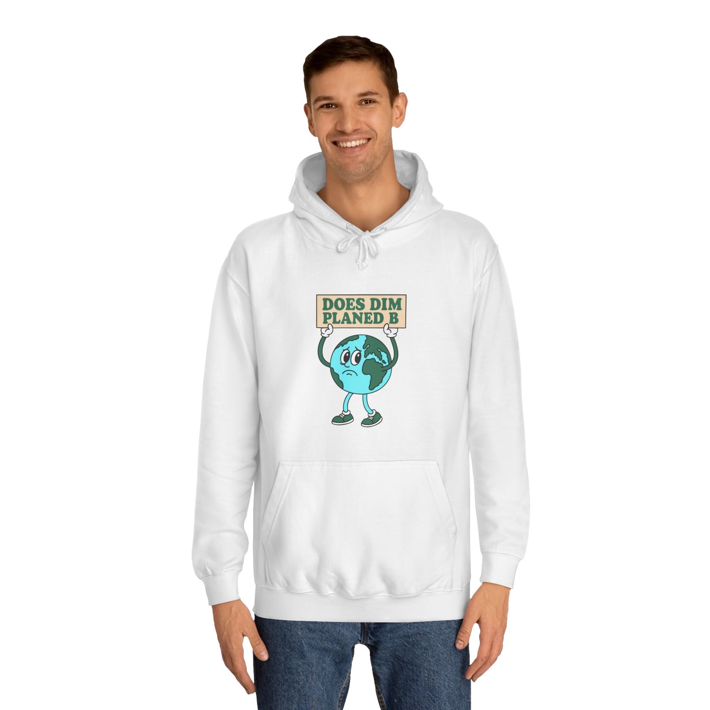 Retro Planet Earth Cartoon Hoodie — "Does Dim Planed B"