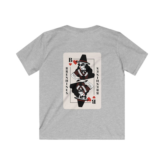 Kids 'Brenhines' T-Shirt - Welsh Queen of Hearts Playing Card Graphic Tee (Double Sided)