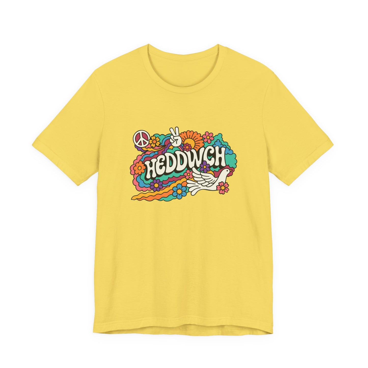 "Heddwch" Peace Sign Retro Floral T-Shirt