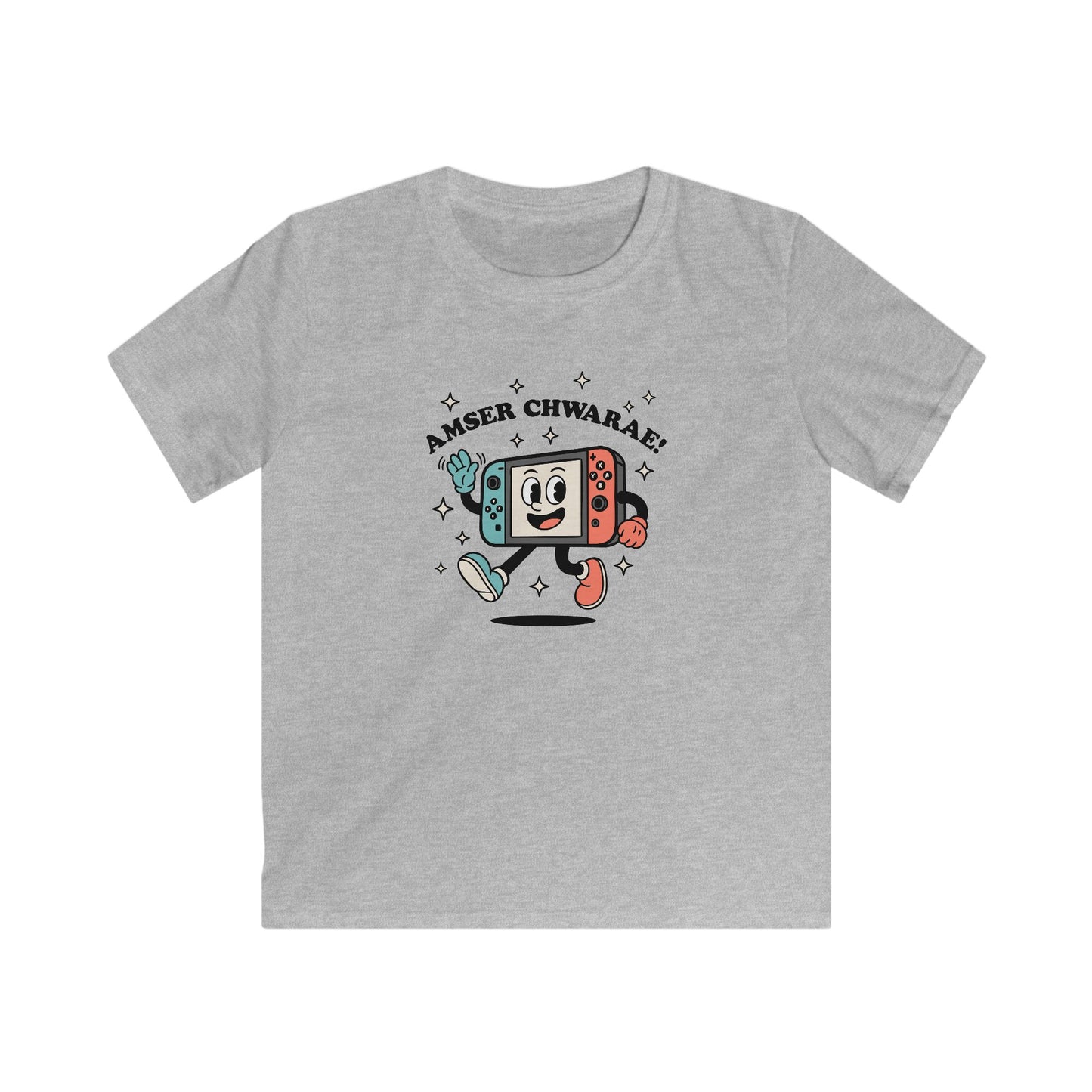 Kids Gaming Tee — 'Amser Chwarae' Welsh Retro Game Console Graphic