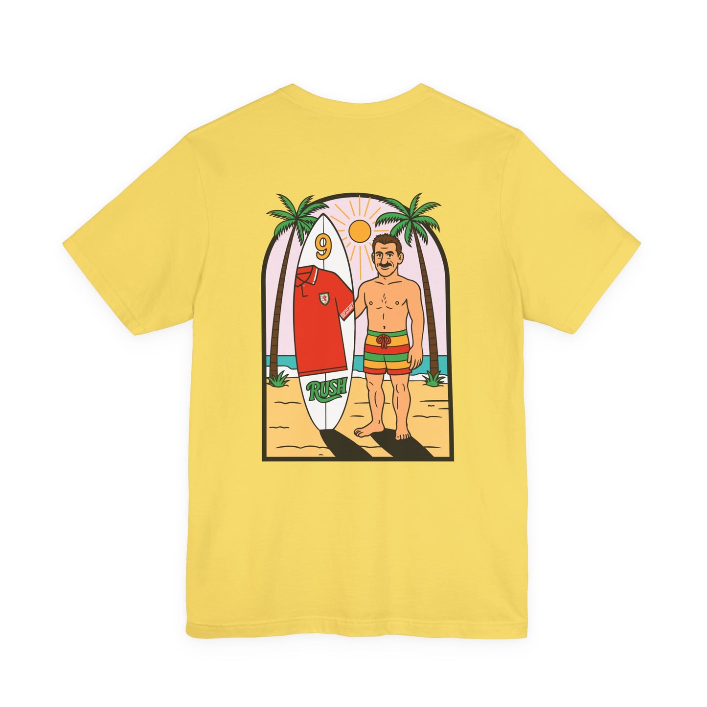Ian Rush Surf T-Shirt (Unisex) - Wales 90s Kit Football Shirt (Double Sided)