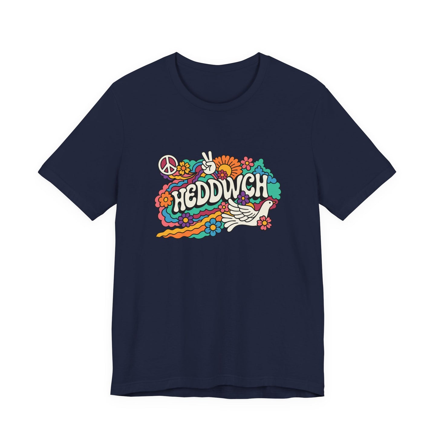 "Heddwch" Peace Sign Retro Floral T-Shirt