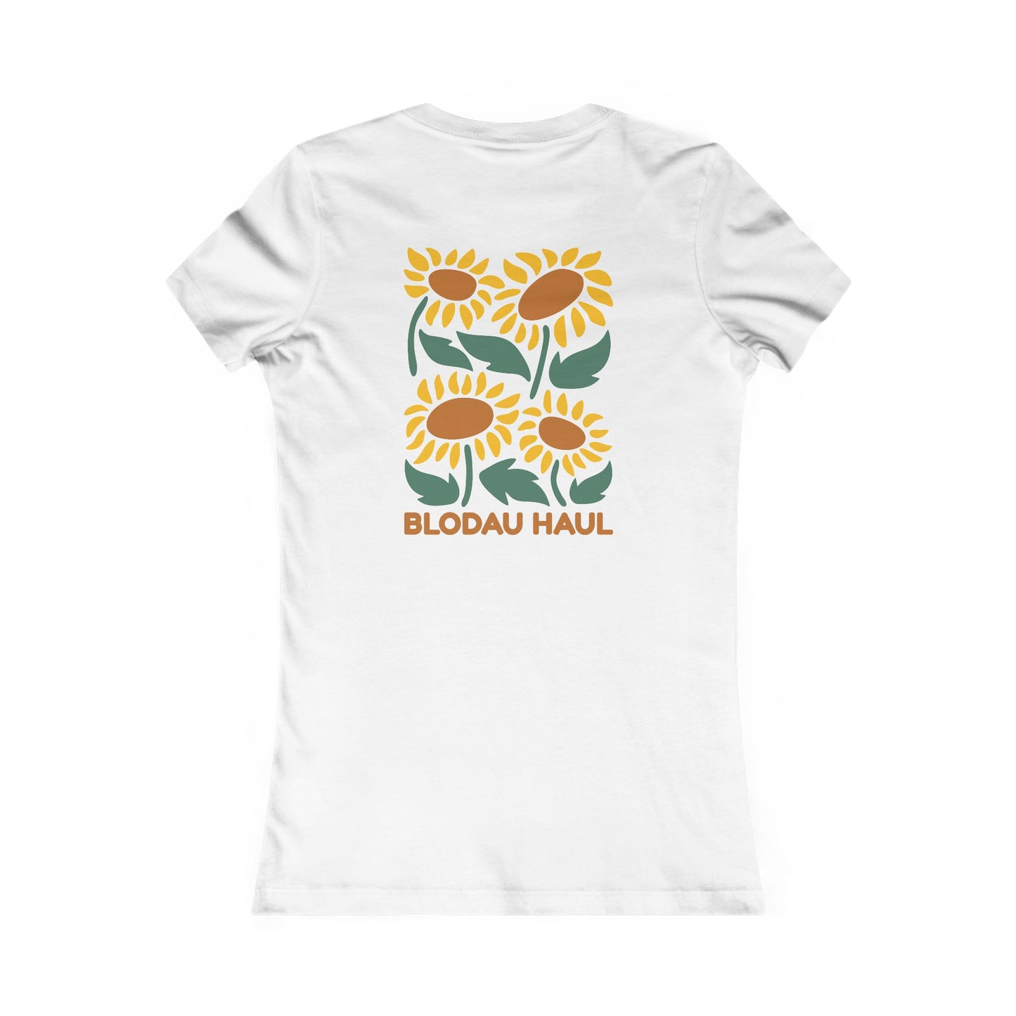 Women's Sunflower Graphic Tee - 'Blodau Haul' (Double Sided)