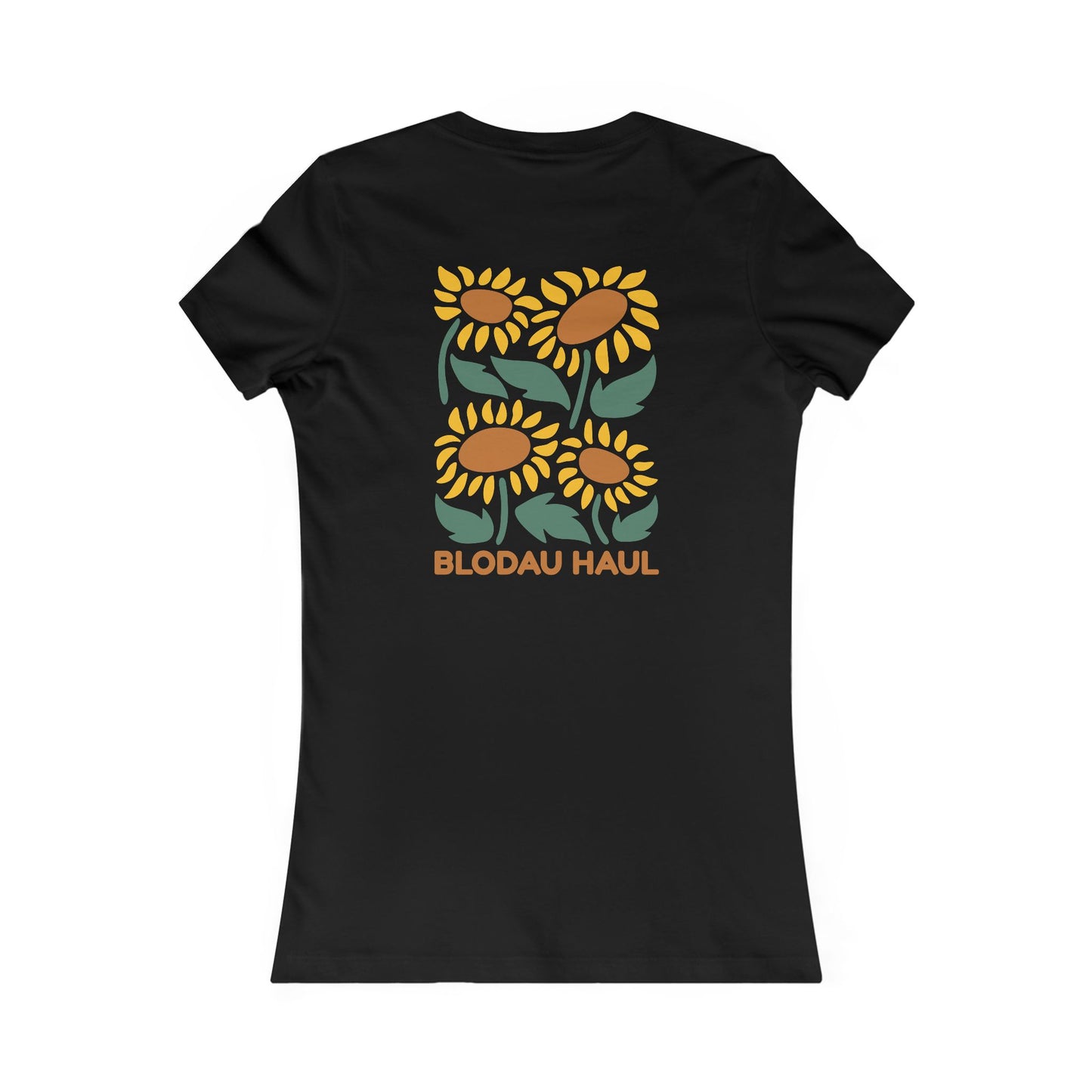 Women's Sunflower Graphic Tee - 'Blodau Haul' (Double Sided)