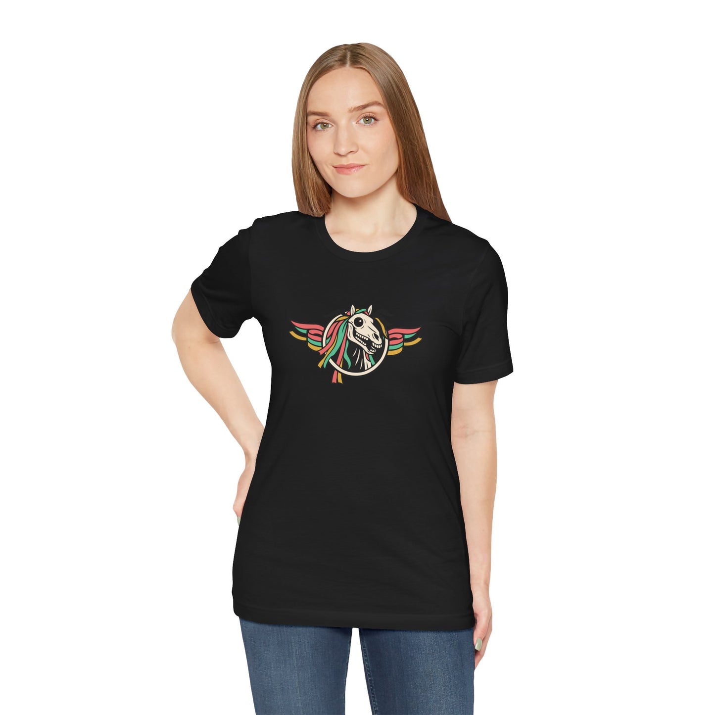 Mari Lwyd Unisex T-Shirt - Winged Horse Skull Graphic Tee