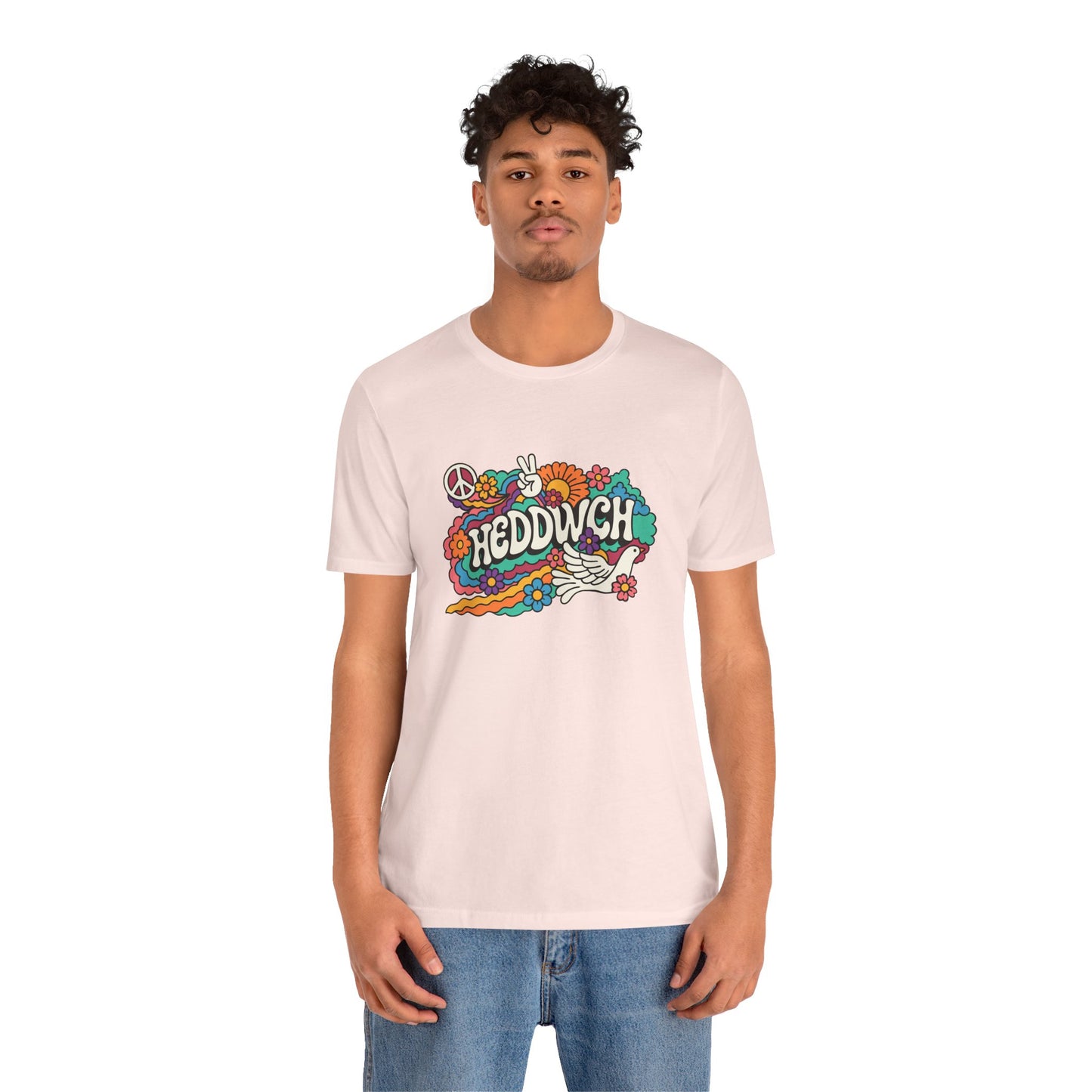 "Heddwch" Peace Sign Retro Floral T-Shirt