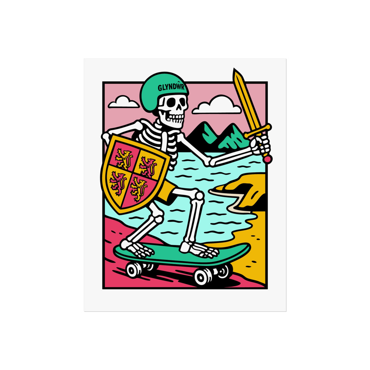 Owain Glyndŵr Skateboarding Fine Art Poster