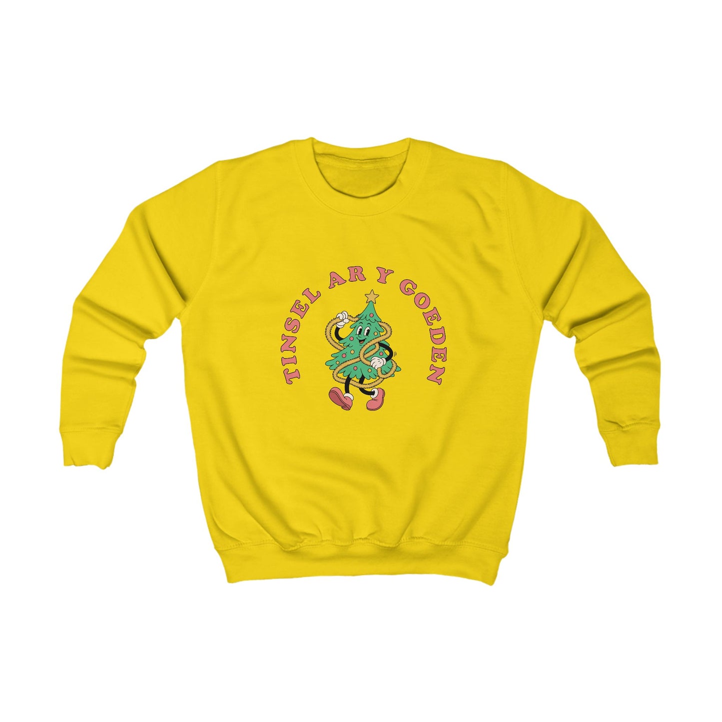 Kids "Tinsel Ar Y Goeden" Retro Christmas Tree Jumper