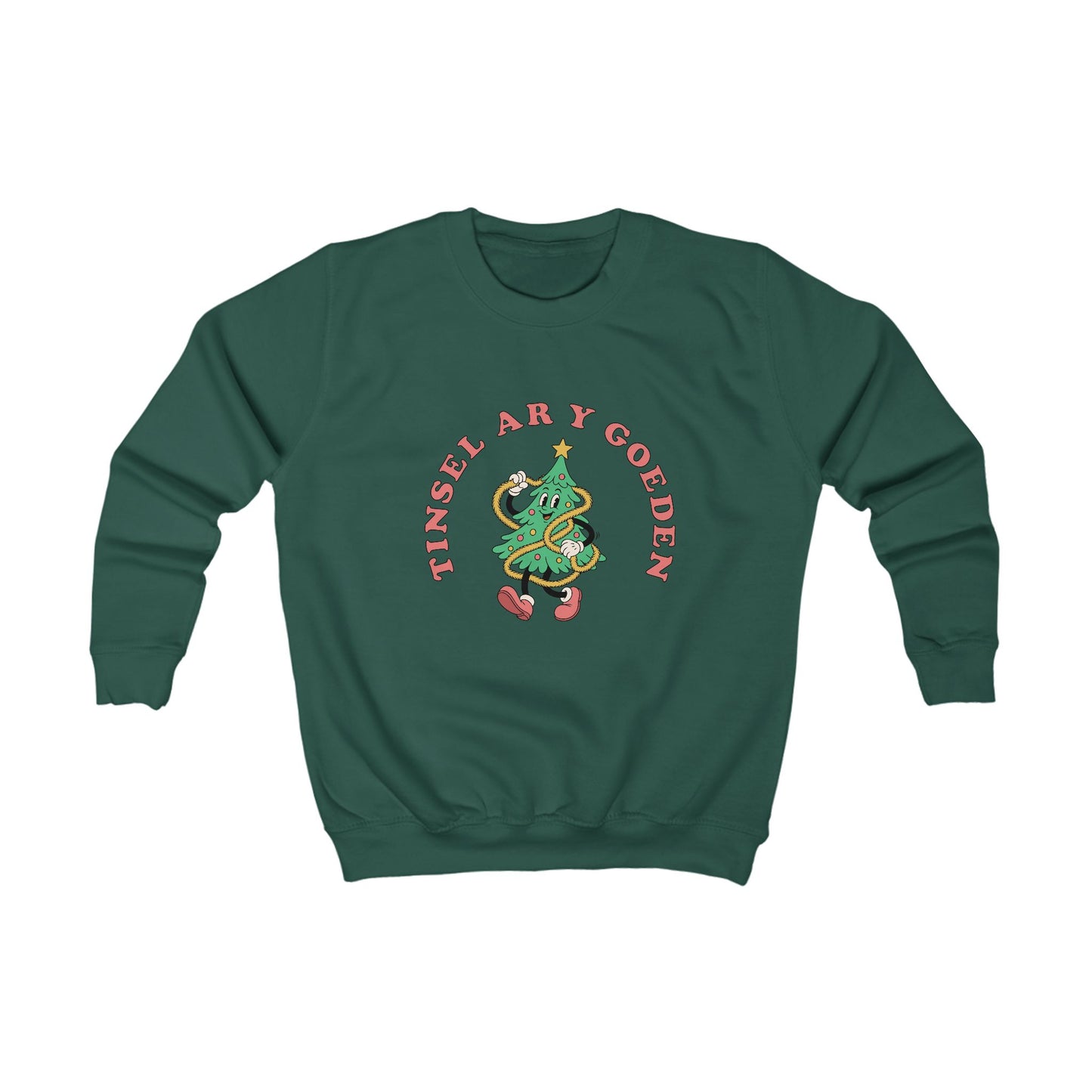 Kids "Tinsel Ar Y Goeden" Retro Christmas Tree Jumper