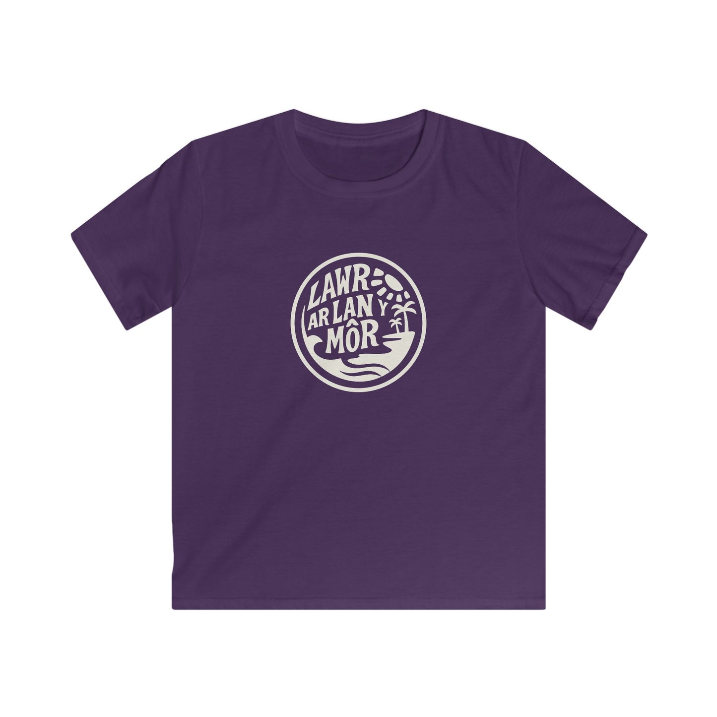 'Lawr Ar Lan y Môr' Kids T-Shirt - Coastal Palm Graphic Tee