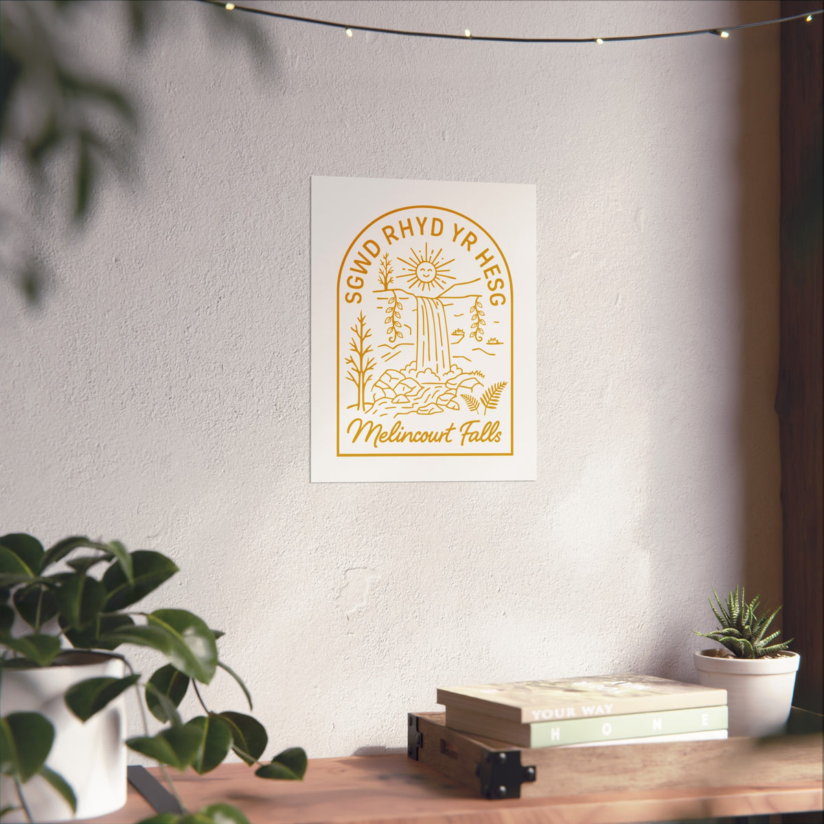 Melincourt Falls Fine Art Poster - Welsh Waterfall Illustration - 'Sgwd Rhyd Yr Hesg'