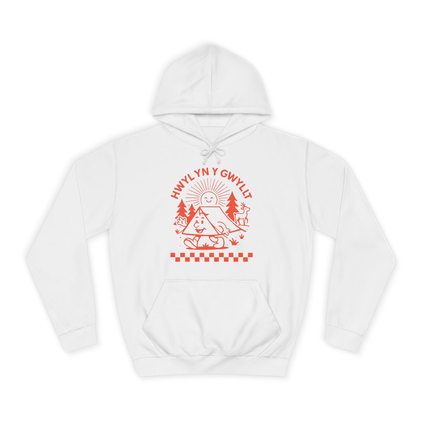 Retro Camping Unisex Hoodie - 'Hwyl Yn Y Gwyllt' Welsh Text