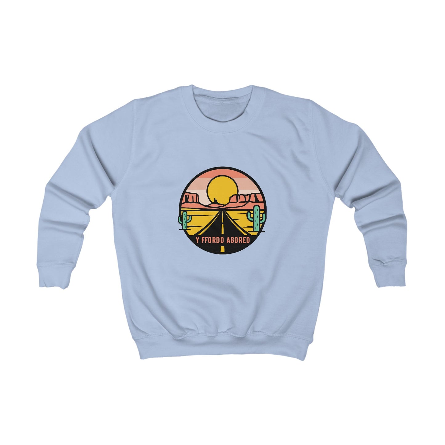 Kids Road Trip Sweatshirt - 'Y Ffordd Agored'