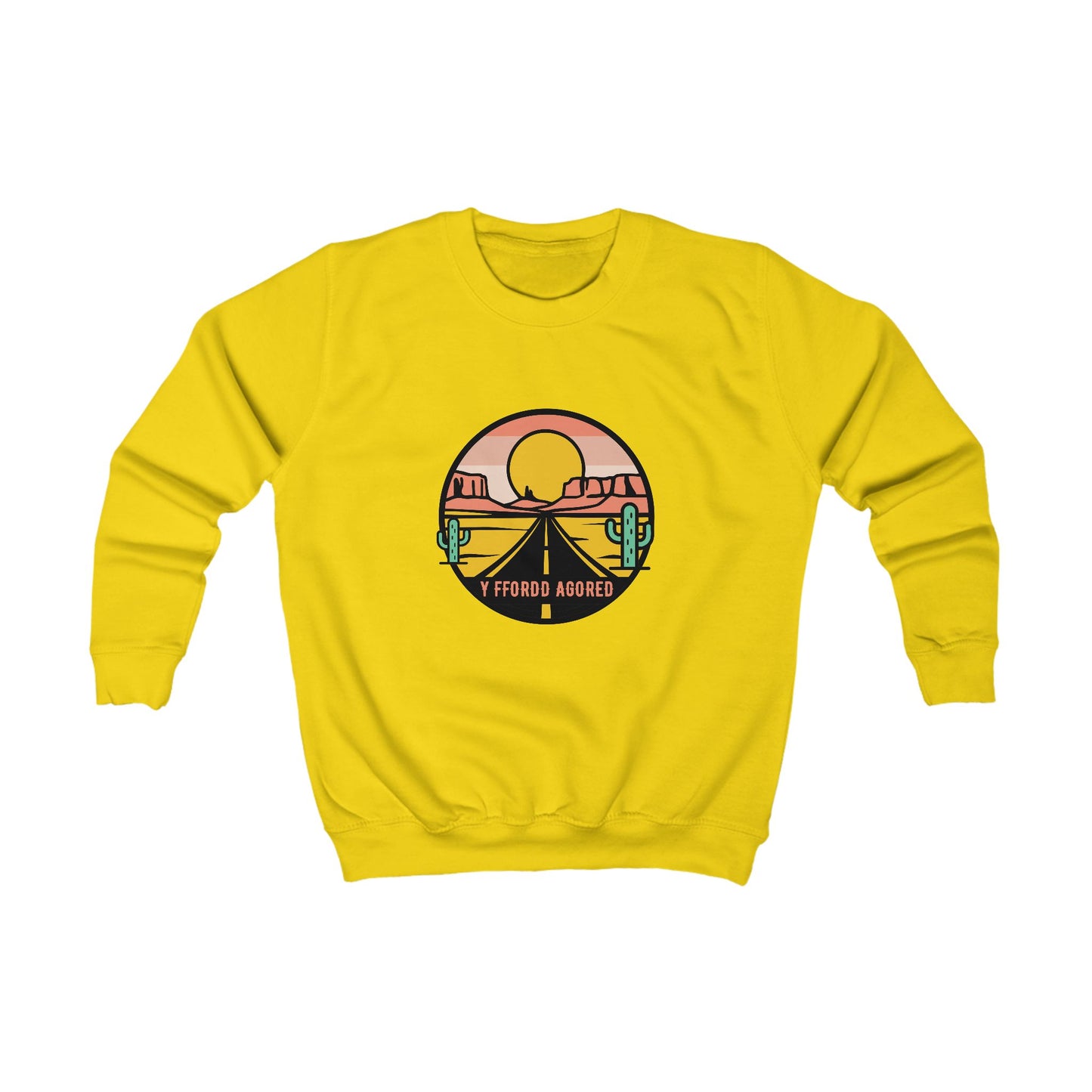 Kids Road Trip Sweatshirt - 'Y Ffordd Agored'