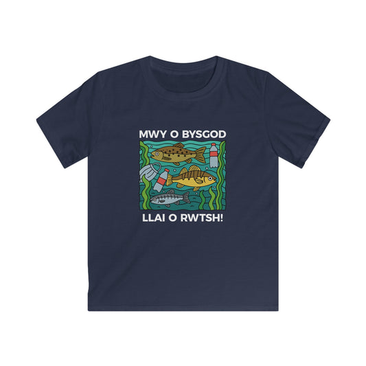 Kids Environmental T-Shirt - "Mwy o Bysgod, Llai o Rwtsh!"