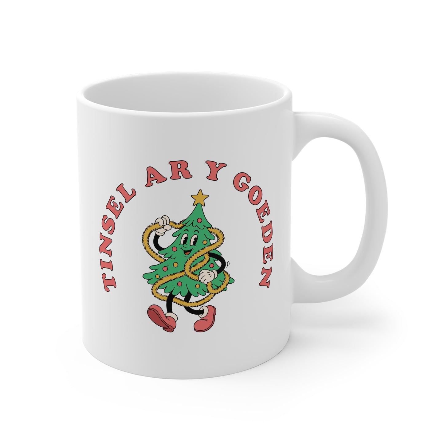 "Tinsel Ar Y Goeden" Welsh Christmas Mug