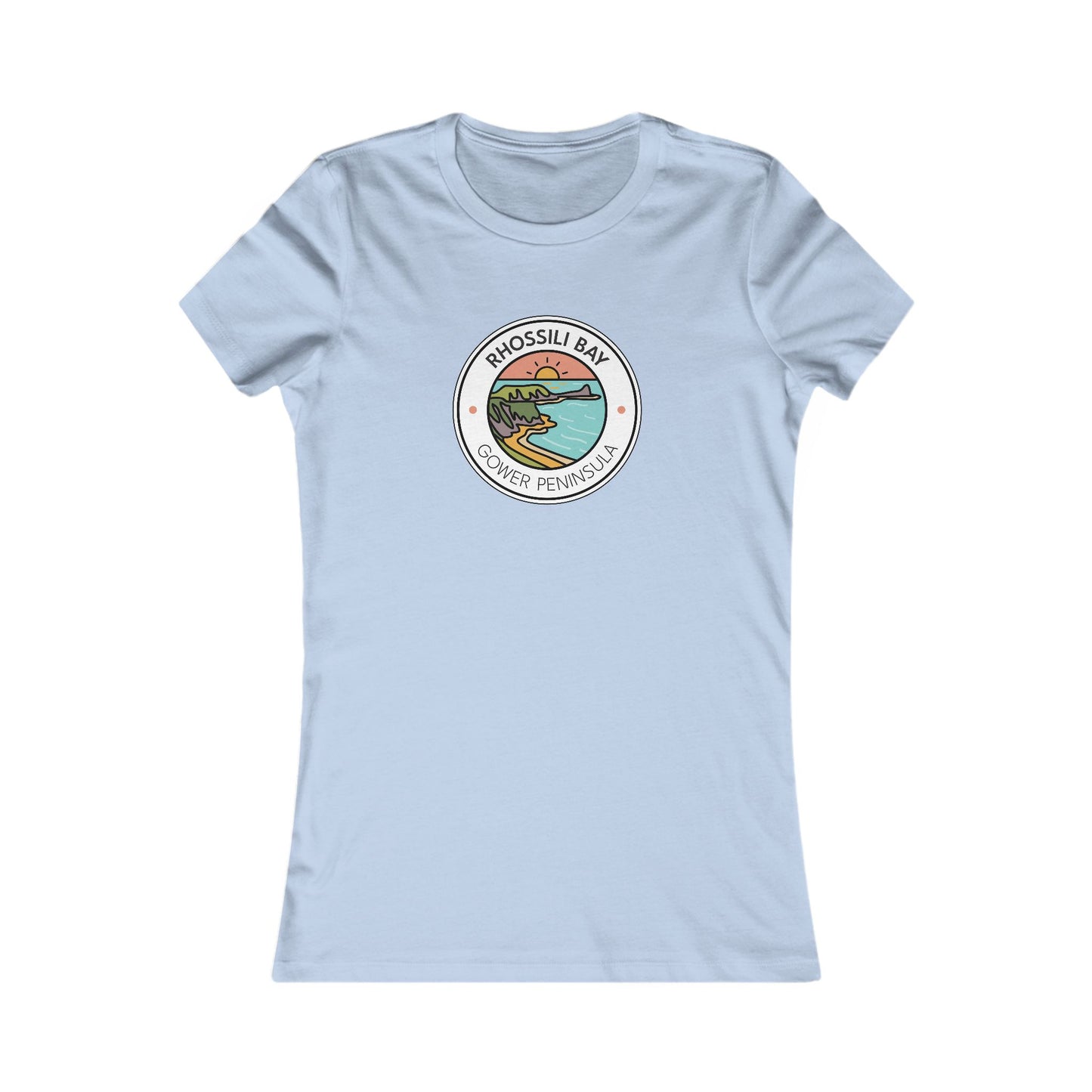 Women's Rhossili Bay Tee — Retro Surf Badge Graphic