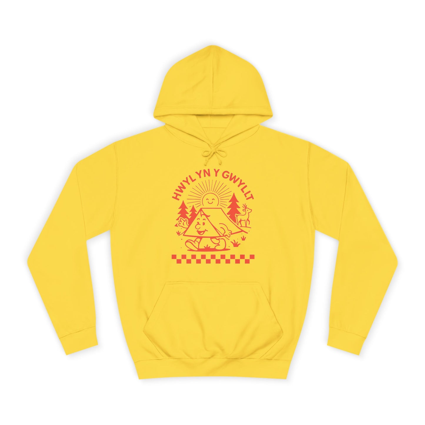 Retro Camping Unisex Hoodie - 'Hwyl Yn Y Gwyllt' Welsh Text