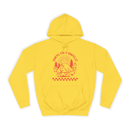 Retro Camping Unisex Hoodie - 'Hwyl Yn Y Gwyllt' Welsh Text