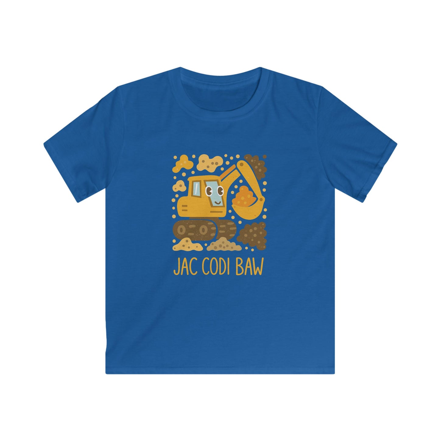 'Jac Codi Baw' - Welsh Digger KidsT‑Shirt — Cute Construction Truck Tee