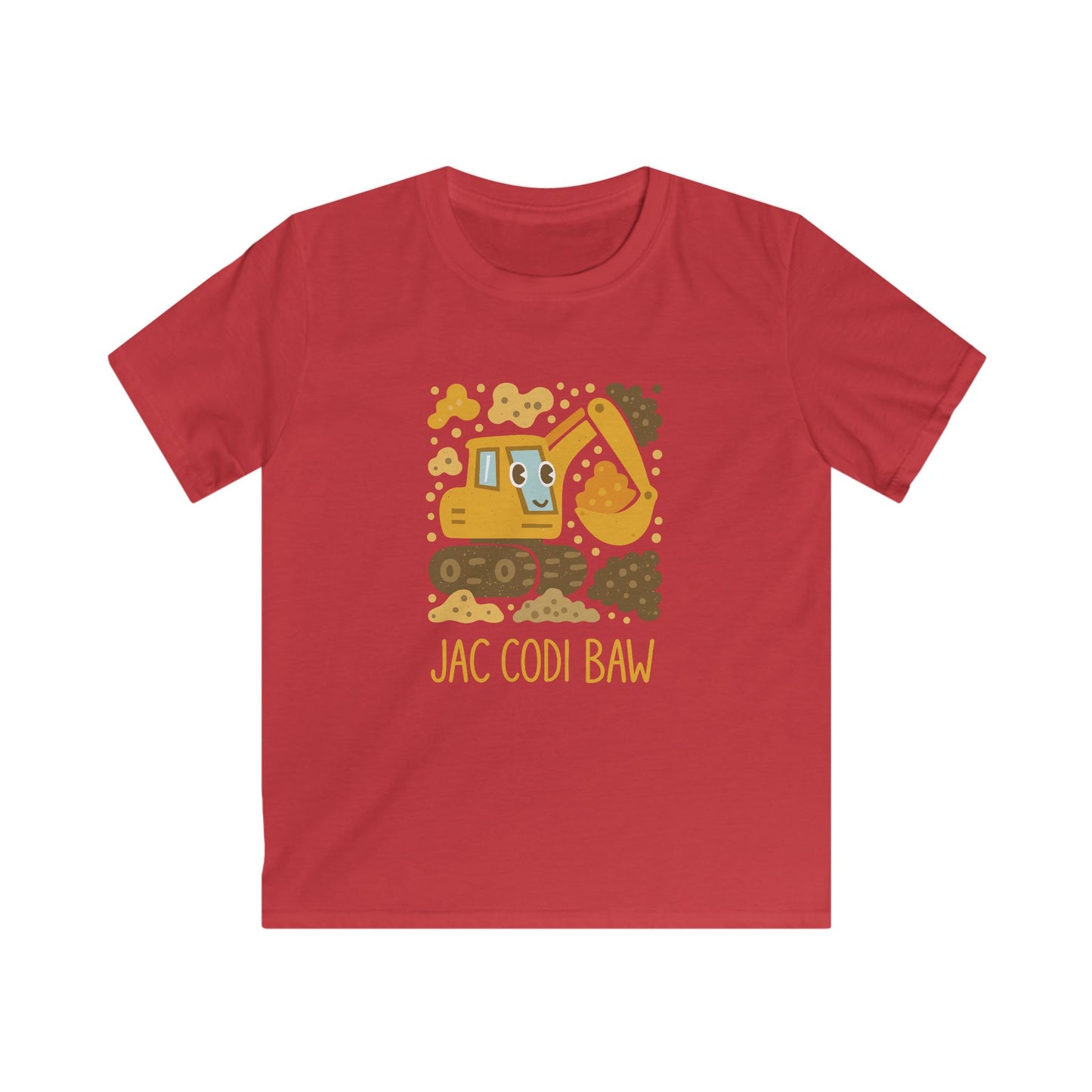 'Jac Codi Baw' - Welsh Digger KidsT‑Shirt — Cute Construction Truck Tee
