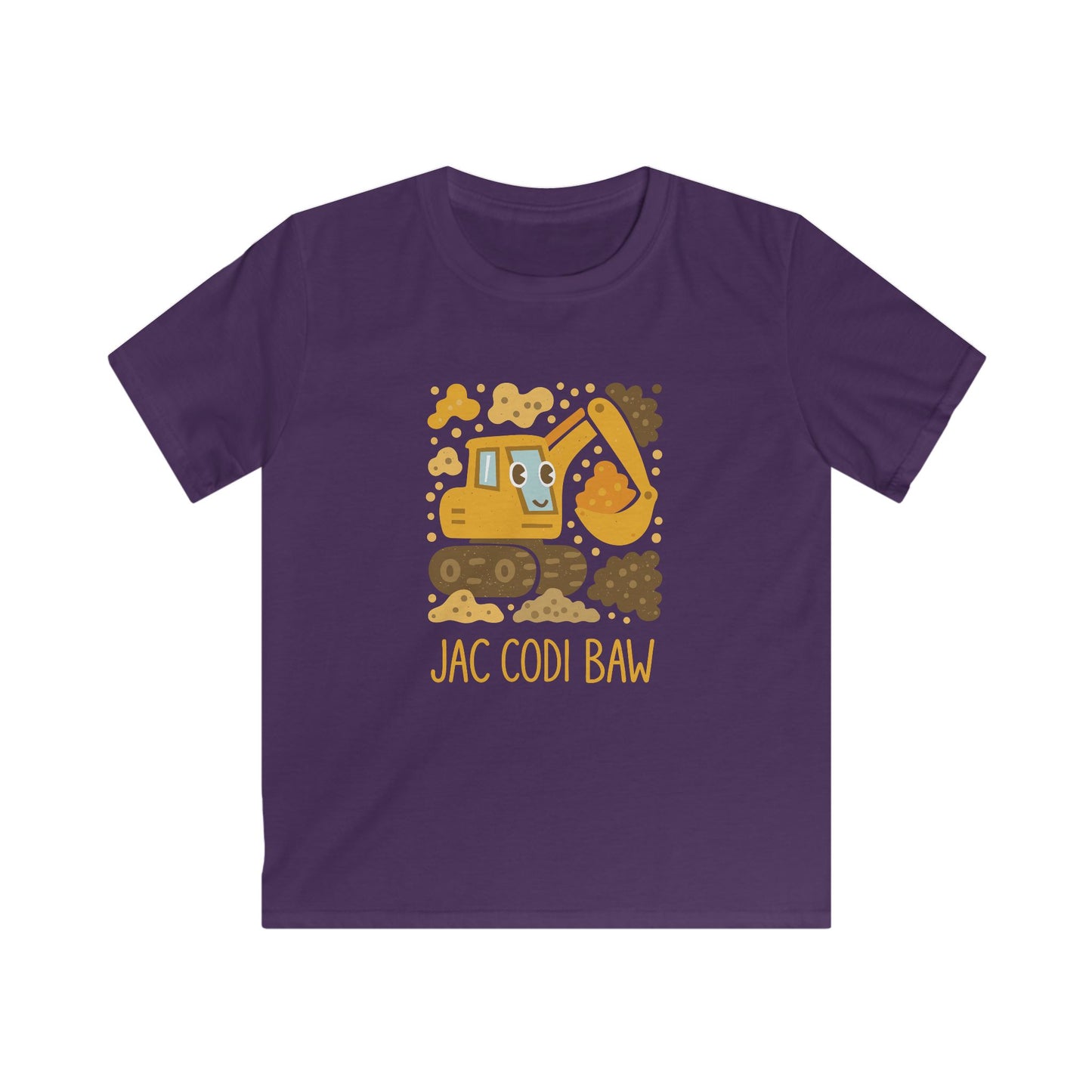 'Jac Codi Baw' - Welsh Digger KidsT‑Shirt — Cute Construction Truck Tee
