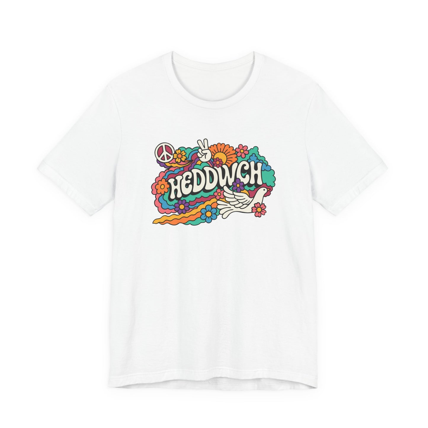 "Heddwch" Peace Sign Retro Floral T-Shirt