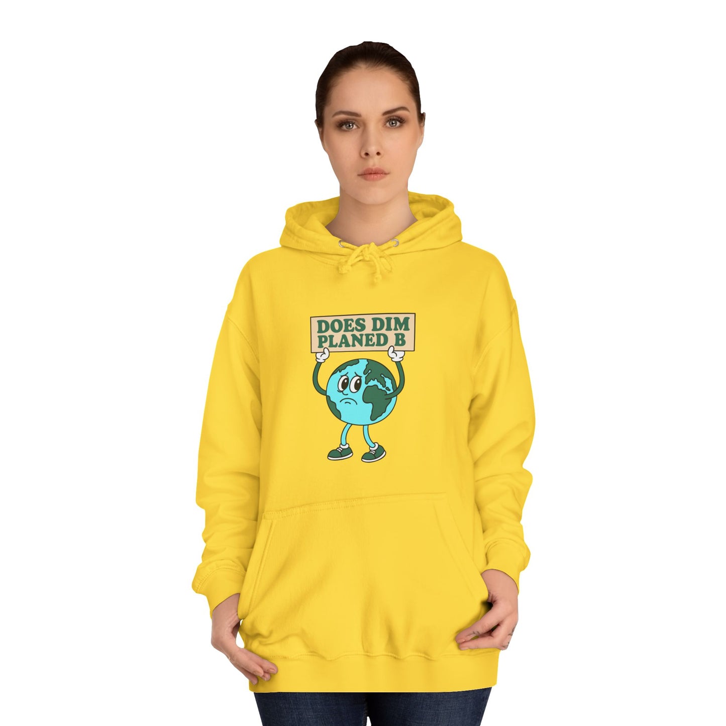 Retro Planet Earth Cartoon Hoodie — "Does Dim Planed B"